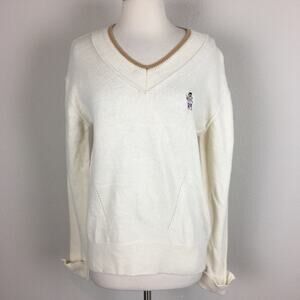 Teenie Weenie OfF White V Neck Sweater with Bear Logo S/M